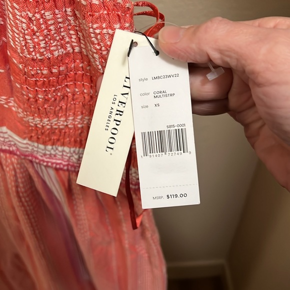 NWT XS Liverpool Women's Tiered Cross Back Maxi Dress. A487 - Picture 4 of 5